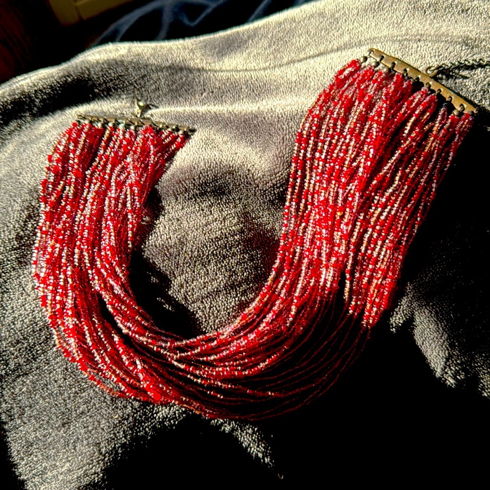 Custom made beaded collar necklace.